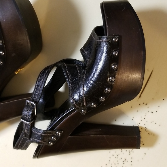 Prada Black leather platform heels size 40.5 - Picture 2 of 9